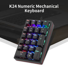 Motospeed-teclado mecânico com fio usb2.0, teclado com números k24, 21 teclas, pequeno, com 13 efeitos de luz rgb, plug and play 2024 - compre barato