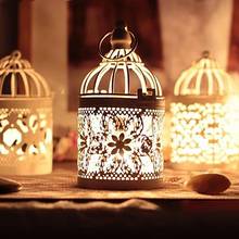 Castiçal de ferro oco vintage gaiola de pássaros suporte de vela marroquina lanterna suspensa castiçal festa de casamento decoração de casa 2024 - compre barato