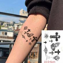 Waterproof Temporary Tattoo Sticker Prayer Cross Angel Flower Sexy  Body Art Flash  Fake  For Women Men 2024 - buy cheap
