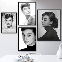 Póster nórdico en blanco y negro de Audrey Hepburn para pared, pintura en lienzo para pared de niñas, imágenes de pared para sala de estar en blanco y negro 2024 - compra barato