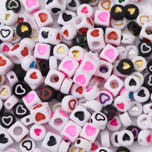 1500pcs Heart Pattern Opaque Acrylic Beads Round Square Loose Beads for Bracelet Earrings Necklace DIY Jewelry Making Findings 2024 - buy cheap
