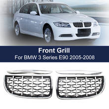 Car Front Kidney Grille Diamond Racing Grill For BMW 3 Series E90 E91 320i 323i 328i 335i 05-08 Replacement Mesh Meteor Grilles 2024 - buy cheap