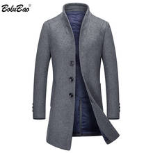 Bolubao marca lã mistura casacos masculinos inverno fino sólida longa seção casaco de lã negócios casual tendência lã casaco masculino 2024 - compre barato