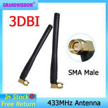 GRANDWISDOM 1-2pcs 433mhz antenna 3dbi sma male lora antene pbx iot module lorawan signal receiver antena high gain 2024 - buy cheap
