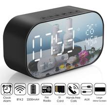 LED Alarm Clock with FM Radio Wireless Bluetooth Speaker Mirror Display Support Aux TF USB Music Player Wireless for Office Home 2024 - buy cheap