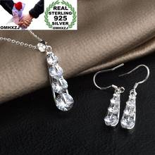 OMHXZJ Wholesale Personality Fashion OL Woman White Water Drop Zircon 925 Sterling Silver Earrings+Necklace Jewelry Set SE09 2024 - buy cheap