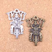 Pingentes antigos da motocicleta cavaleiro morte, pingentes antigos de 44x28mm, joias vintage de prata tibetana, colar faça você mesmo com pulseira, 15 peças 2024 - compre barato