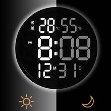 Reloj Digital electrónico de pared con pantalla LED, alarma con fecha y temperatura, decoración para sala de estar, gran número 2024 - compra barato