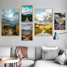 Canvas Painting Wall Art Realistic Natural Landscape Posters and Prints Snow Mountain & Highway Scenery Pictures Home Decoration 2024 - buy cheap