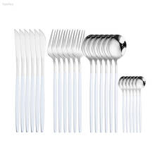 18/10 Stainless Steel Silver Cutlery Set white Luxury Dinnerware Set Kitchen Cutlery Mirror Polishing Knives Forks Spoons Sets 2024 - buy cheap