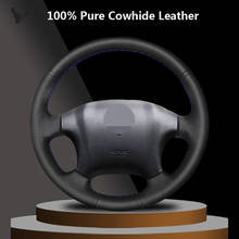 Funda de cuero genuino para volante de coche, cosida a mano, color negro, para Hyundai Tucson 2006, 2007, 2008, 2009, 2010, 2012, 2013, 2014 2024 - compra barato