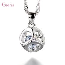 Trendy Wholesale Stunning 925 Sterling Silver Hollow Geometric Luxury Heart Shape Crystal Pendant Chain Necklace For Women Girl 2024 - buy cheap