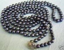 50 inches long 8-9 mm Black Tahitian Cultured Pearl Necklace 2024 - buy cheap