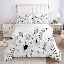Conjuntos de roupa de cama 3d, capas de edredom e travesseiro, roupas de cama estilo king/queen, tecidos florais simples 2024 - compre barato