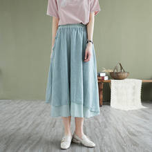 2021 Summer Women Skirt China Style Vintage Double Layer Cotton And Linen Literary Loose Skirts Women 2024 - buy cheap