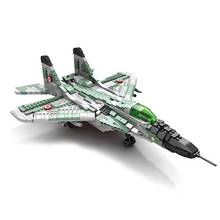 Guerra militar mig-29 fighter, blocos de construção, avião furtiva modelo 3d, brinquedo para crianças, presente de aniversário 2024 - compre barato