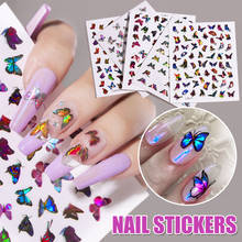 3D Butterfly Nail Art Stickers Adhesive Sliders Colorful Transfer Nail Decals Films Wraps Decorations Manicure EF 2022 - buy cheap