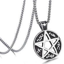Viking Totem Rune Necklace Round Pentagram Pendant for Men Boy Black Evil Force Religious Necklaces Stainless Steel 2024 - buy cheap