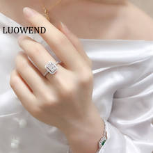 Luowend anel de casamento feminino 100%, anel em ouro branco e dourado 18k, halo 0.50 com design de anéis em ouro verdadeiro e natural, anel de diamante para mulheres 2024 - compre barato