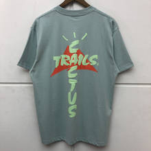 Impressão de espuma travis scott cactus jack trilhas camiseta masculina tecido pesado unissex topos t harajuku streetwear t camisas 2024 - compre barato