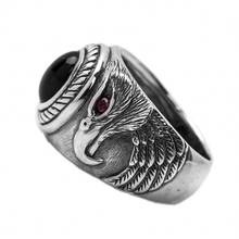 BOCAI Eagle-anillos de plata de ley 925 para hombre, anillo de dedo índice de plata tailandesa, Plata Punk con incrustaciones de piedra Natural, moda 2024 - compra barato