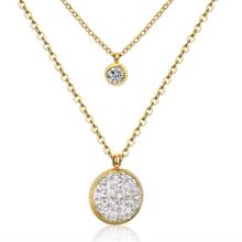 LUXUKISSKIDS New Arrival Jewelry Necklace Romantic Crystal Pendant Necklace CZ Double Chain Necklace Gold/ Steel Color choker 2024 - buy cheap