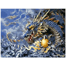 Painting By Number DIY Dropshipping big size Flying sea dragon play bead Animal Canvas Room Decoration Art picture Child Gift 2024 - buy cheap