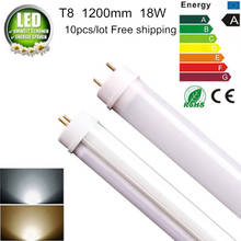 10pcs/lot T8 1200mm G13 LED Tube Bulb 18W AC85-265V Warm White/Natural White/Cold White CE ROHS Free shipping 2024 - buy cheap
