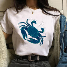Cute Crab Cartoon Printed t shirt  Women T shirt Summer Short Sleeve O-neck Women Tops Tshirt Casual Tees Lady Aesthetic 2024 - buy cheap