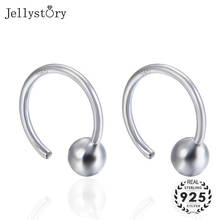 Jellystory реальные 925 стерлингового серебра серьги для женщин простой круглой формы ушей кольцо Свадебная вечеринка подарки, модное ювелирное изделие, опт 2024 - купить недорого