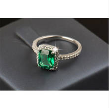 Real s925 prata esterlina anéis de casamento para as mulheres princesa-corte 5a cz verde anel de pedra preciosa noivado simulado platina jóias 2024 - compre barato