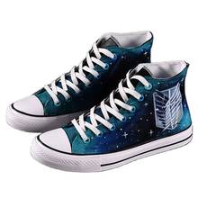 Zapatillas de lona informales Unisex, zapatos de Anime Attack on Titan, color azul 2024 - compra barato