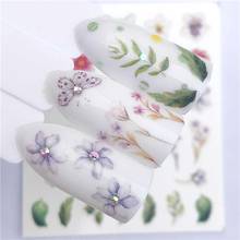 1PC Manicure Slider wraps flower butterfly plant wolf birds Designs Adhesive water transfer nail art sticker tattoo FW040 2024 - buy cheap