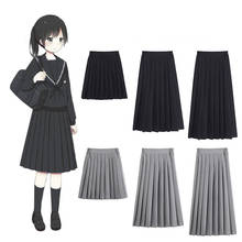 Elastic Waist Japanese Student Girls School Uniform Solid Color JK Suit Pleated Skirt Short/Middle/Long High School Dress 2024 - buy cheap