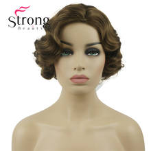 StrongBeauty парик с короткими пальцами, золотисто-коричневый, полный синтетический парик, косплей, ретро парики 2024 - купить недорого