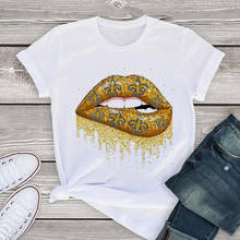 Сексуальные желтые футболки с принтом губ, женская эстетическая футболка с круглым вырезом, футболка с коротким рукавом, женские топы в стиле Харадзюку, новинка 2020, футболка, одежда 2024 - купить недорого