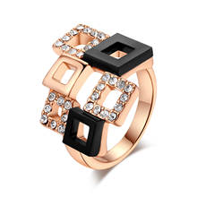 Romantic Cubic Zirconia/Ceramic Plaid Rings Rose Gold Color Fashion Crystal Jewelry For Women anel aneis R091 2024 - buy cheap