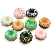 Cabujones de resina de imitación de Donuts, cabujones Kawaii en miniatura para manualidades de comida, decoración para teléfono, álbum de recortes, suministro artesanal 2024 - compra barato