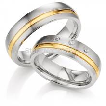 high-end custom  white silver color  gold plating inlay engagement wedding bands rings pair 2024 - buy cheap