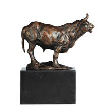 Estatuilla de Toro salvaje pequeño, escultura de ganado de bronce, obra de arte de Metal para gabinete, accesorios de decoración del hogar 2024 - compra barato