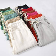 2020 New Cotton linen Women Pants Elastic waist Summer Loose Harem pants Female Streetwear Nine points Casual Trousers 2024 - buy cheap