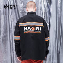 NAGRI Men Contrast Letter Reflective Jacket Spring Autumn Hip Hop Windbreaker Pilot Coat Rap Streetwear Jacket Casual Tracksuit 2024 - buy cheap