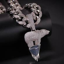 Iced Out Crystal Glacier Polar Bear Pendant Necklace Fashion Hip Hop Jewelry Bling Out Miami Cuban Link Chain Dropshipping 2024 - buy cheap