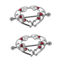 1 Pair Crystal Heart Stainless Steel Love Heart Nipple Shields Bar Navel Ring Body Piercing Jewelry 2024 - buy cheap