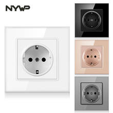 Nywp wall crystal glass panel power socket plug has been grounded, 16a European standard power socket 86mm * 86mm 2024 - buy cheap