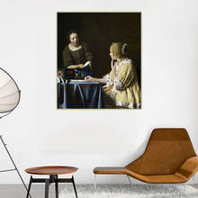 Цитон Johannes Vermeer Mistress любовница и служанка Canvas Холст Картина маслом художественное оформление картина плакат известная картина Декор стены украшение дома 2024 - купить недорого