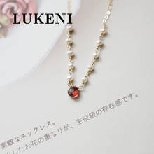 Red Garnet Pendant Necklace Gold Chain White Freshwater Pearls Temperament Women Necklace Dress Decoration Fashion Jewelry Gift 2024 - buy cheap