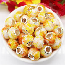 20Pcs 16MM Big Round Marble Flower Smooth Furface Large Hole Spacer Beads Murano Charms Fit Pandora Bracelet DIY Women Jewelry 2024 - buy cheap