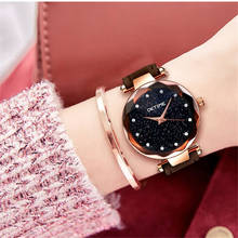 Relógio feminino de pulso romântico céu estrelado pulseira de couro diamante strass designer relógio feminino marca atacado relógios femininos # l 2024 - compre barato