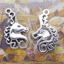 10 pieces/lot 27*16mm Antique silver color Metal Unicorn Charm Necklace Pendant bracelet key chain DIY accessory Jewelry making 2024 - buy cheap